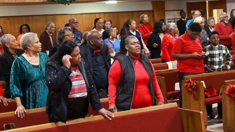 Hope Chapel AME Zion Church congregation worshiping in the sanctuary